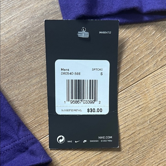 NWT Nike Long-Sleeve Swoosh Tee - Purple with White Logo - Picture 3 of 3